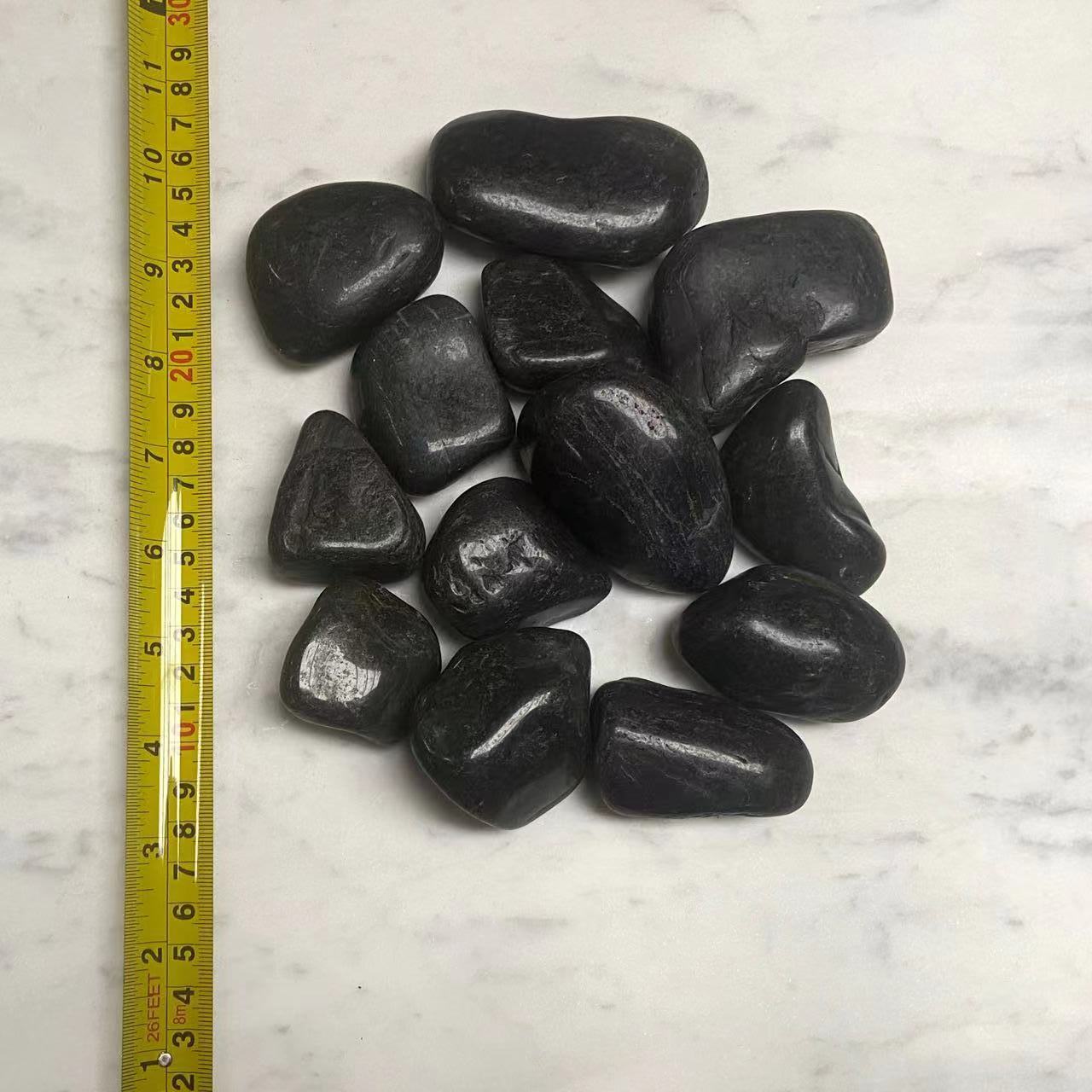 Pebble Stone Black High Polish 30-50mm